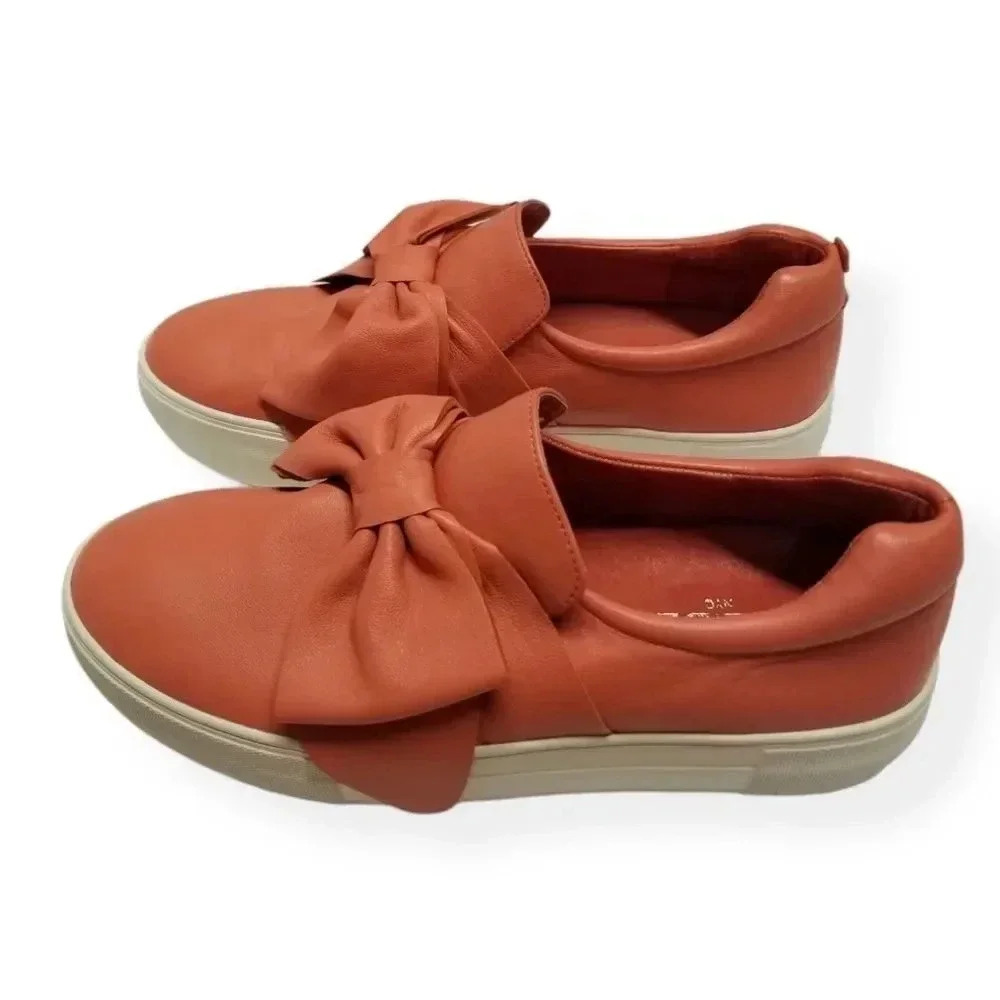 {J/SLIDES NYC} Beauty Bow Sneakersin Coral Pink Slip-on Loafers - Picture 5 of 15